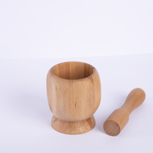 Mortero y Pilón de Madera de Haya Pulida a Mano - Herramienta de Cocina Personalizable OEM - Acabado Natural, Madera de Grado Alimenticio - Product Image 2