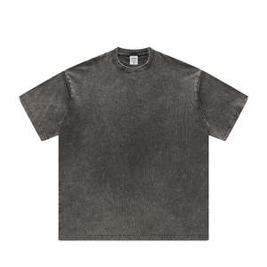 T-shirt en coton pour homme surdimensionné en maille délavée à l'acide personnalisé Logo de marque personnalisé Mode d'été - Product Image 4