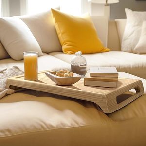 Serving <b>Tray</b> with Handles, 16x10in Wood Food <b>Drinks</b> <b>Tray</b> for Coffee Table, Breakfast, Dinner & Bar, Decorative Serving - Product Image 6