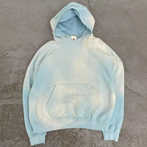 Sweat à capuche décontracté pour homme en coton épais 100 %, style rétro délavé, collection automne - Product Image 3