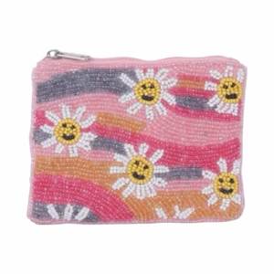 Porte-monnaie artisanal en perles de rocaille, mini sac élégant, pochette à monnaie brodée de perles fantaisie, motif moderne - Product Image 3