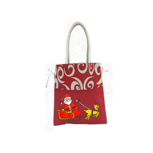 Sacs fourre-tout en jute imprimés de Noël personnalisés de haute qualité faits à la main au Bengale occidental en Inde - Product Image 3