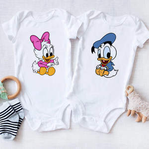 Body de Algodón para Bebé Recién Nacido, Modelo Doble con Diseño de Bebé Donald y Daisy, para Niño y Niña - Product Image 1