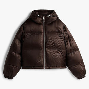 Chaqueta acolchada ligera personalizada de algodón tejido con relleno, plegable y cálida para mujer, abrigos cortos tipo burbuja para damas - Product Image 6