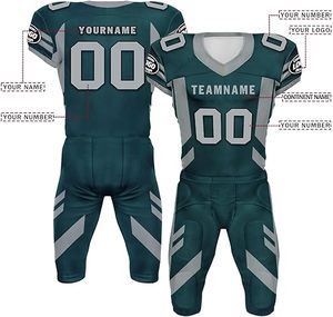 ชุดยูนิฟอร์มอเมริกันฟุตบอลฤดูร้อนไซส์ใหญ่ คุณภาพสูง ระบายอากาศได้ดี พิมพ์ลาย พร้อมการพิมพ์แบบซับลิเมชั่นโพลีเอสเตอร์ 100% แบบสั่งทำ - Product Image 2