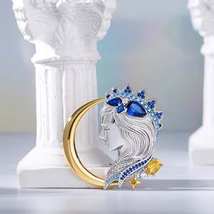 Broche de mode Jeulia en argent sterling, motif Vierge et Lune du zodiaque - Product Image 6
