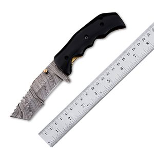 Couteau pliant en acier damas fait à la main avec manche en micarta Couteau de poche à transporter tous les jours Cadeau de conception de style traqueur pour lui. - Product Image 1