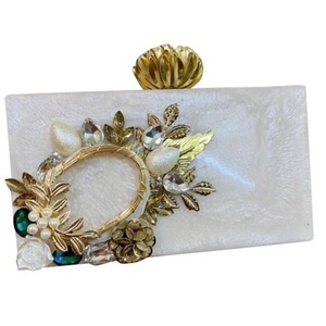 Pochette en résine de luxe pour femmes sac à main Antic dur Compact Multi couleurs sac de soirée classique carré sac à main pour mariages formel - Product Image 4