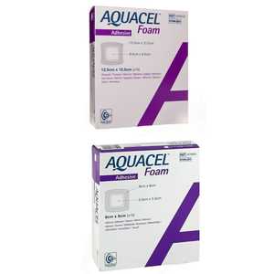 Set de Apósitos Adhesivos de Espuma Aquacel, 12 Unidades de 5x12,5 cm y 8x8 cm, Paquete de 10 Unidades Cada Uno, Almohadillas Absorbentes y Transpirables para Heridas - Product Image 1