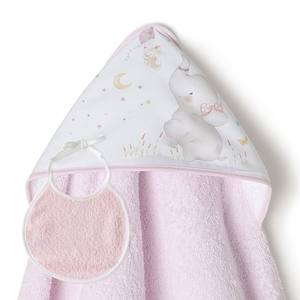 Rose 1X1 MT. Mod. Serviette de bain Elefante pour nouveau-nés, en tissu éponge, motif imprimé dessin animé, pour la salle de bain - Product Image 1