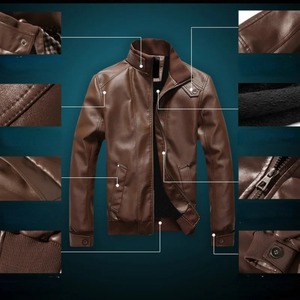 Chaqueta de lona ajustada de cuero genuino para hombre de marca, estilo callejero, prendas de vestir exteriores impermeables ecológicas - Product Image 2