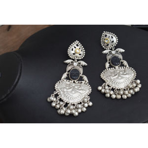 ต่างหูห่วงแบบกุนโกร ดีไซน์ใหม่ งานแฮนด์เมด ลายเงิน  ทำจากทองเหลือง ประดับด้วยหิน  ขนาดใหญ่ สำหรับเด็กผู้หญิงและผู้หญิง - Product Image 5