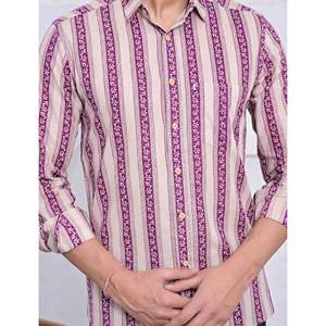 100% Cotton Printed Casual <b>Dress</b> Shirts for <b>Men</b> Full Sleeves Stand Collar Woven Poplin & Satin Fabric Sizes XL to 6XL - Product Image 2