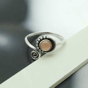 Classic & Cute Oxidized Silver Jewelry <b>Ring</b> With Natural Rose <b>Quartz</b> Stone Fashionable Eye-Catching Bohemian Style Unisex <b>Ring</b> - Product Image 1