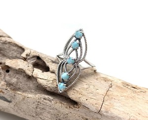 Handmade 925 Sterling Silver <b>Boho</b> Style Engagement <b>Ring</b> with Larimar Gemstone Trendy Wedding Gift for Women - Product Image 4