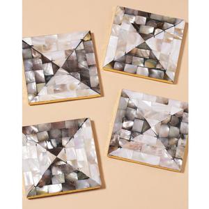 Plateau à thé élégant en nacre, incrustation de coquillages, sous-verre avec logo personnalisé, design européen durable de qualité supérieure - Product Image 3