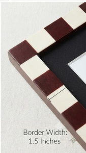 Rectangular MDF Eco-friendly Lightweight <b>Photo</b> <b>Frame</b> with Resin Checkered Brown and Cream Border Vertical Modern Design - Product Image 2