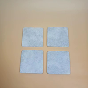 Ensemble de 4 sous-verres en marbre travertin naturel, sous-verres en pierre, décoration de table minimaliste moderne - Product Image 1