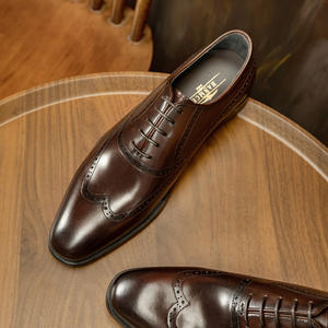 Zapatos Oxford Brogue para hombre, de cuero genuino de vaca, calzado formal de negocios para oficina, bodas y ocasiones diarias. - Product Image 4