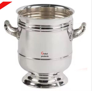 new handmade round shape long size silver finished stainless steel wine chiller <b>ice</b> <b>bucket</b> for hotel restaurant and bar - Product Image 4