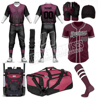 Seragam Tim Baseball Softball Dewasa Custom Made, Sublimasi, Lengan Pendek, dengan Huruf, Paket Perlengkapan Olahraga, Paket Latihan, untuk Klub dan Tim