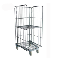 Chariot de transport pliable en métal pour entrepôt, conteneur à roulettes retournable pour laverie, type A-Frame