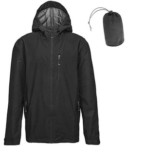 Chaqueta de lluvia ligera para hombre al por mayor, cortavientos para ciclismo y correr, impermeable, con capucha, cuello levantado, decoración bordada - Product Image 5