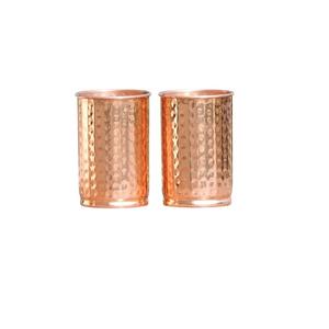 ชุดแก้วเซรามิกสำหรับนักเดินทางแก้วน้ำทองแดงบริสุทธิ์99.74% ค้อน2อันสำหรับเสิร์ฟน้ำพร้อมอายุรเวทประโยชน์ต่อสุขภาพ - Product Image 1