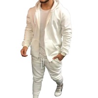 Ensemble Sport Décontracté Homme Printemps Automne Couleur Unie, Manteau Cardigan à Capuche et Pantalon, Tenue Deux Pièces Tendance