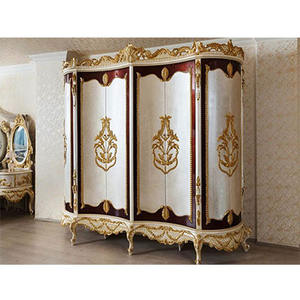 Ensemble de chambre à coucher de luxe Romina en bois massif, haute qualité, sculpté à la main et finition or blanc pour mobilier de chambre. - Product Image 6