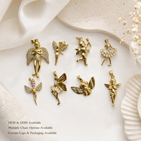 Pendentifs personnalisés en forme d'ange, breloques en cuivre plaqué or avec CZ rose et blanc, porte-bonheur pour accessoires de bijoux
