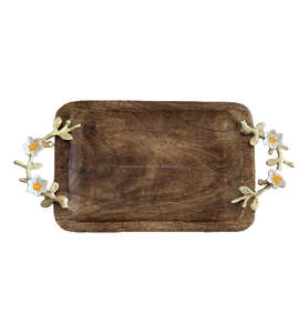 LUXURY CRAFTS Vente en gros Plateau de service décoratif en bois d'acacia avec poignées Plateau de lit petit-déjeuner à un prix abordable - Product Image 1