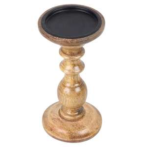 Bougeoir de pilier en bois de 8 pouces de haut en marron pour les fêtes de mariage et la décoration intérieure-pour les occasions de Noël - Product Image 1