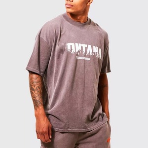 Camiseta personalizada lavada con ácido para hombre, 100% algodón, estilo Vintage, hombro caído, peso pesado, 200 Gsm, ropa antiarrugas a granel - Product Image 5