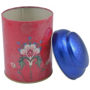 1.2L Fond rouge rond en métal étain Ø 105x150mm avec couvercle dôme pour organisateurs de bijoux - Product Image 3