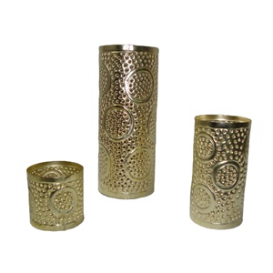Lanternes de maison et de jardin composées d'acier inoxydable et de fer et de bois avec des supports et des supports de T-light dans les finitions multiples au besoin - Product Image 1