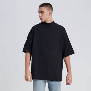 เสื้อยืดคอกลมสะพายไหล่ทรงหลวมสำหรับผู้ชายเสื้อ100% ผ้าฝ้ายเนื้อหนาแบบปรับแต่งได้แนวสตรีท - Product Image 1