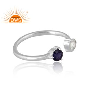 แหวนอความารีนและอัญมณี iolite 925อัญมณีปรับได้เป็นของขวัญสำหรับผู้หญิงดีไซน์ล่าสุด - Product Image 3