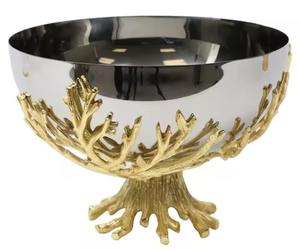 Salad Serving <b>Bowl</b> High Quality Stainless <b>Steel</b> <b>Bowl</b> With Floral Accent Luxury Home Decor Table Top Event Occasions - Product Image 5