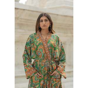 Kimono de Lujo de Mezcla de Seda para Mujer, Bata Suave y Transpirable, Ropa de Estar por Casa Larga, Ropa de Dormir para Damas de Honor, Resort de Playa, Tejido ODM - Product Image 5