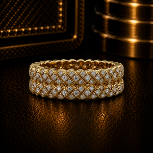 Anillo de eternidad de lujo en oro puro de 14 quilates con diamantes cultivados en laboratorio de corte redondo, joyería fina para novias, anillos de boda brillantes. - Product Image 1