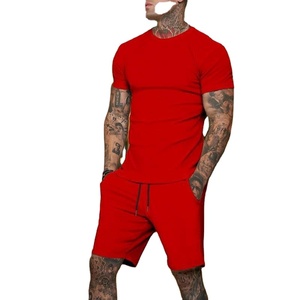 Summer 100% Cotton Men's <b>Sets</b> Short Sleeve T-shirts + Mid Rise Wide Leg Shorts Print Heavy Weight 320g Breathable High Street - Product Image 6