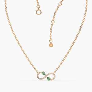925 Sterling Silver Infinity Collier Poire Vert Émeraude Pendentif Pave Naturel Dainty Fine Jewelry Cadeau Son Art Déco IGI - Product Image 2