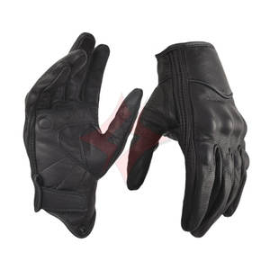 Gants de moto de sport de plein air en cuir de chèvre véritable noir de qualité supérieure, unisexes, pour la course à vélo - Product Image 1