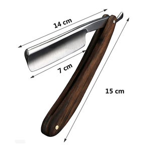 Maquinilla de afeitar de barbero de borde recto de alta calidad, maquinillas de afeitar de acero inoxidable para hombres, maquinilla de afeitar de barbero con mango de madera para belleza - Product Image 4