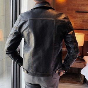 Veste d'hiver en cuir véritable fait à la main pour homme, prix spécial, pas cher, haute qualité - Product Image 2