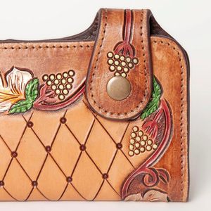 New Hand Tooled Carving <b>Coin</b> <b>Purses</b> Stylish Multi Uses Western Leather Zipper <b>Coin</b> <b>Purses</b> Hot Selling for Women - Product Image 3