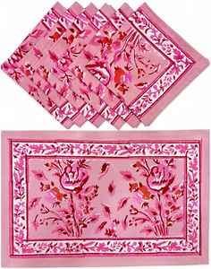 เสื่อรองจานผ้าฝ้าย100% ทำด้วยมือเสื่อปูโต๊ะทานข้าวแบบดั้งเดิมลายดอกไม้สไตล์อินเดียพิมพ์ลายดอกไม้ - Product Image 4