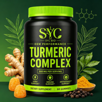 Gummies Antioxydantes au Curcuma OEM, Formule 500mg, Absorption Ultra-Élevée, 60 Capsules pour la Santé des Os et des Articulations des Adultes