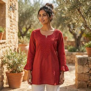 Blusa Kurti Bordada de Algodón para Mujer - Product Image 4